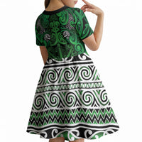 Aotearoa Iwi Ngati Maniapoto Kid Short Sleeve Dress Maori Wharenui House Tribal Pattern LT9 - Polynesian Pride