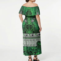 Aotearoa Iwi Ngati Maniapoto Off Shoulder Maxi Dress Maori Wharenui House Tribal Pattern LT9 - Polynesian Pride