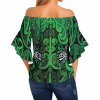 Aotearoa Iwi Ngati Maniapoto Off Shoulder Wrap Waist Top Maori Wharenui House Tribal Pattern LT9 - Polynesian Pride