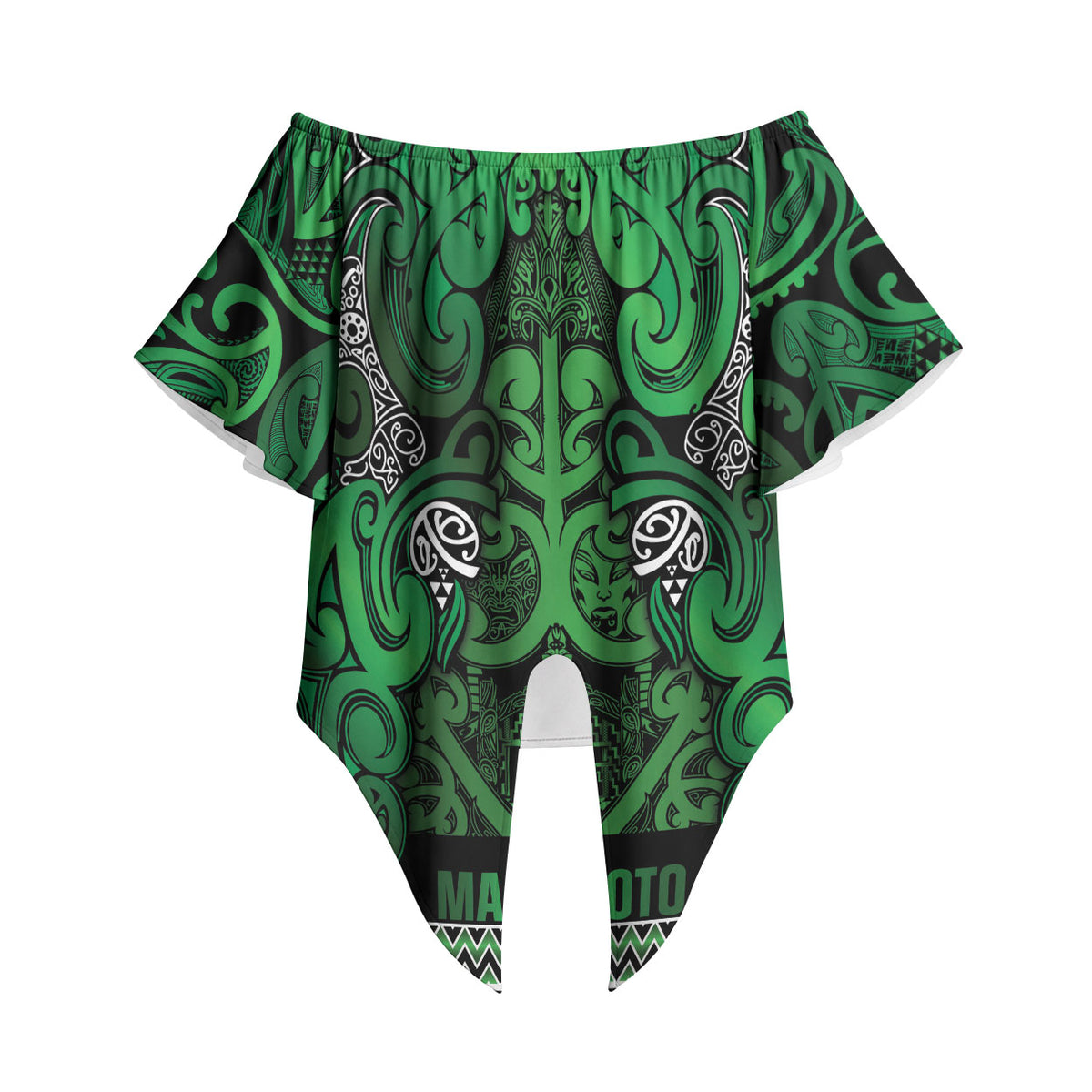 Aotearoa Iwi Ngati Maniapoto Off Shoulder Wrap Waist Top Maori Wharenui House Tribal Pattern LT9 - Polynesian Pride