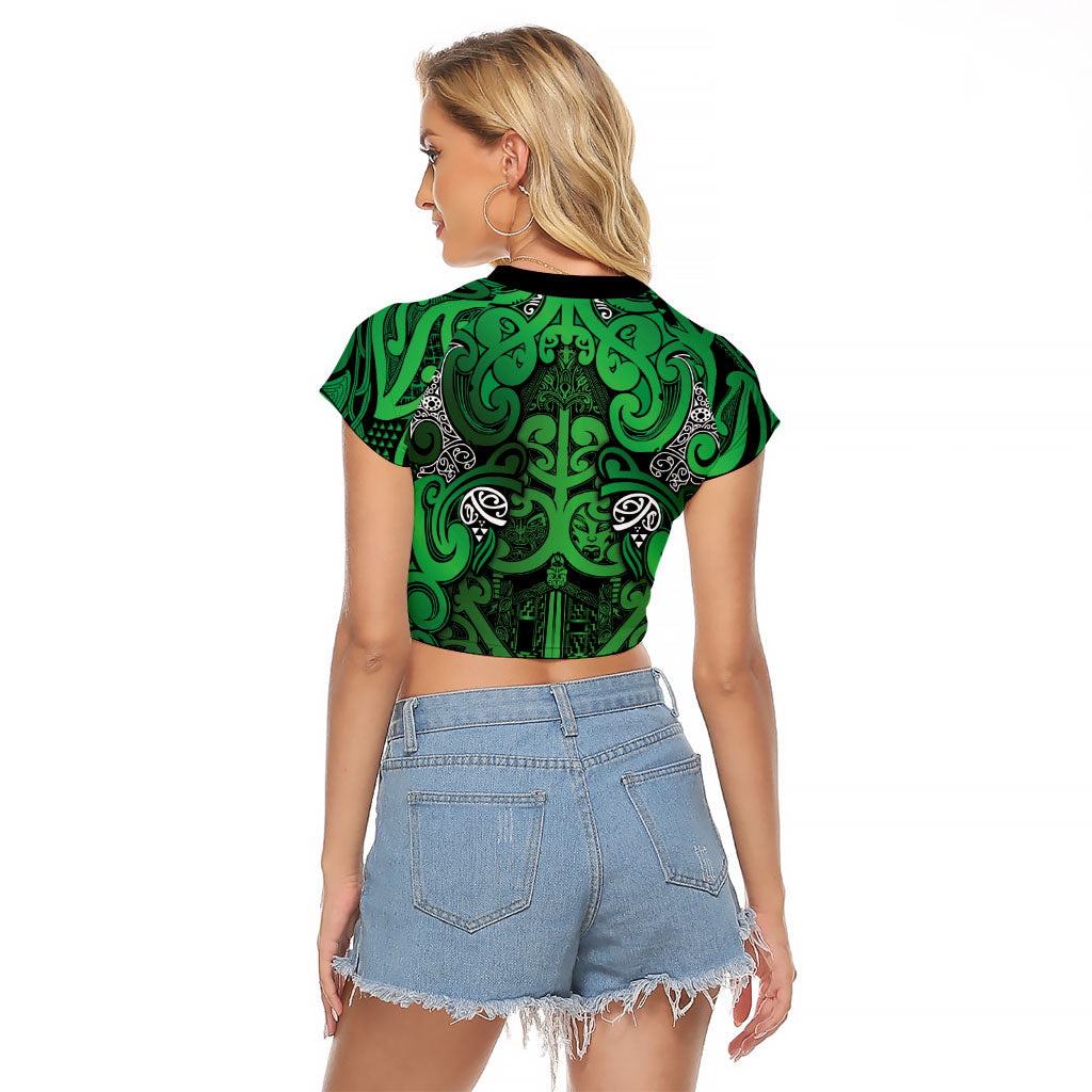 Aotearoa Iwi Ngati Maniapoto Raglan Cropped T Shirt Maori Wharenui House Tribal Pattern LT9 - Polynesian Pride