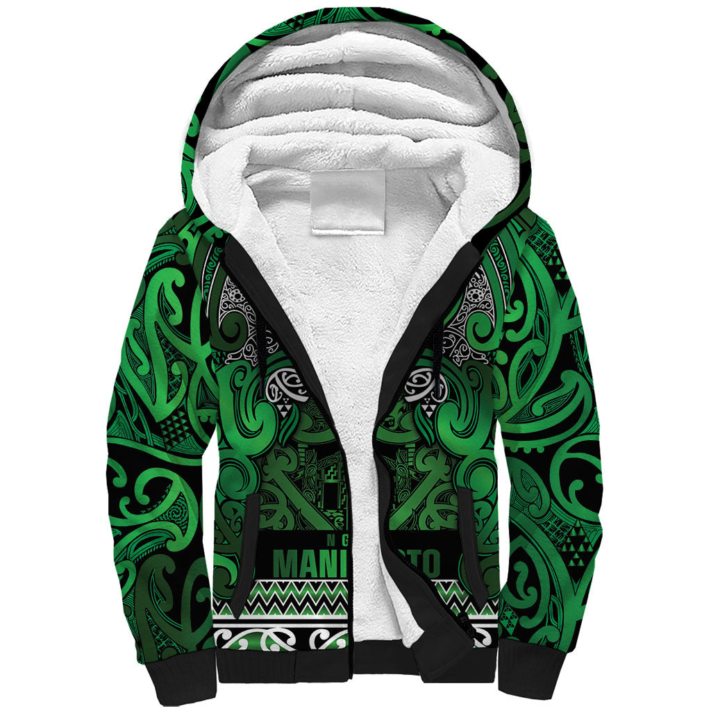 Aotearoa Iwi Ngati Maniapoto Sherpa Hoodie Maori Wharenui House Tribal Pattern LT9 Unisex Dark green - Polynesian Pride