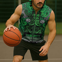 Aotearoa Iwi Ngati Maniapoto Sleeveless Zip Hoodie Maori Wharenui House Tribal Pattern LT9 - Polynesian Pride