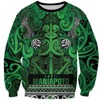 Aotearoa Iwi Ngati Maniapoto Sweatshirt Maori Wharenui House Tribal Pattern LT9 Unisex Dark green - Polynesian Pride