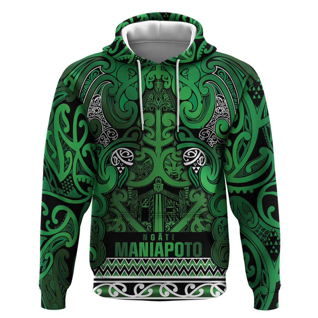 Aotearoa Iwi Ngati Maniapoto Zip Hoodie Maori Wharenui House Tribal Pattern LT9 Pullover Hoodie Dark green - Polynesian Pride