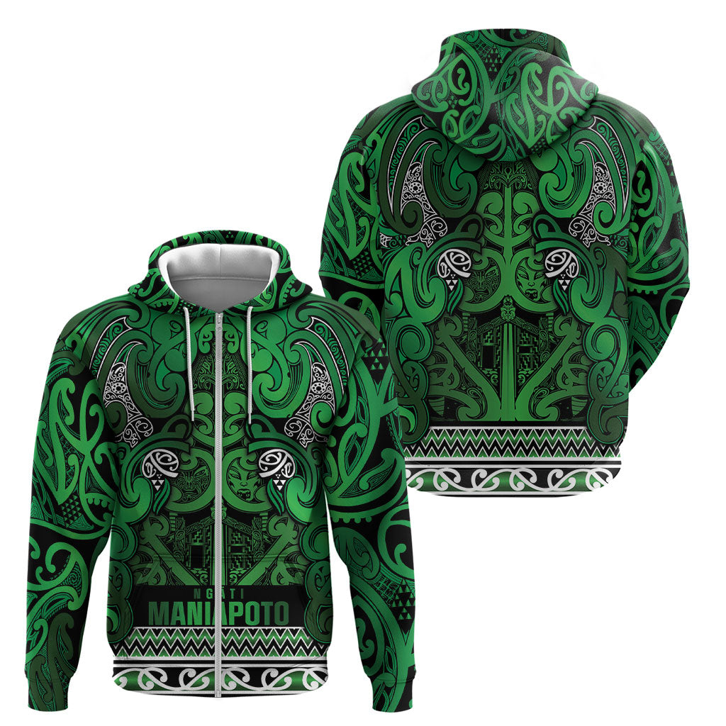 Aotearoa Iwi Ngati Maniapoto Zip Hoodie Maori Wharenui House Tribal Pattern LT9 - Polynesian Pride