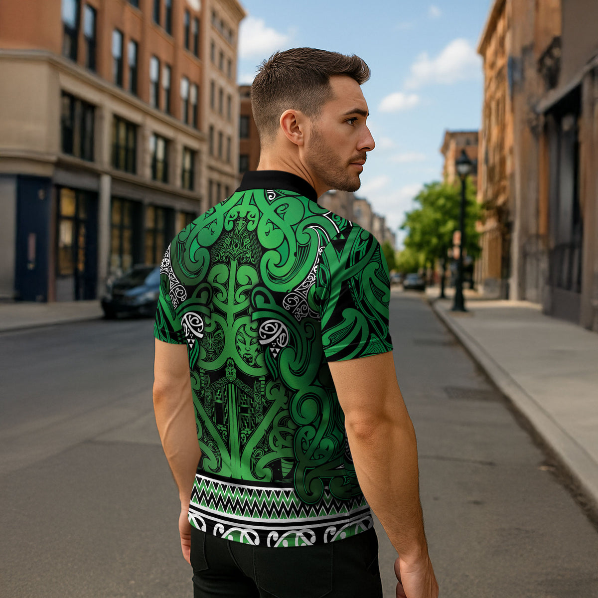 Aotearoa Iwi Ngati Maniapoto Zipper Polo Shirt Maori Wharenui House Tribal Pattern LT9 - Polynesian Pride