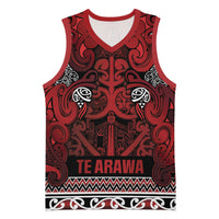 Aotearoa Iwi Te Arawa Basketball Jersey Maori Wharenui House Tribal Pattern LT9 Unisex Dark Red - Polynesian Pride