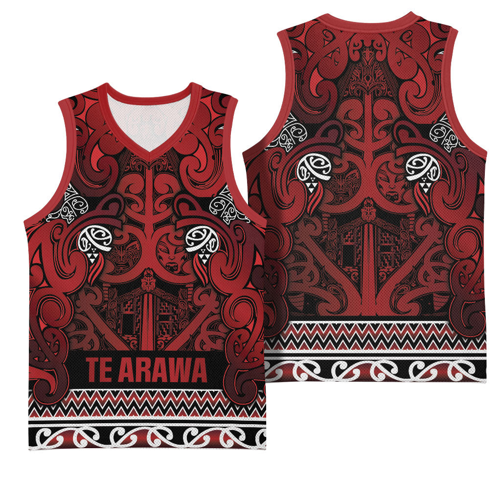 Aotearoa Iwi Te Arawa Basketball Jersey Maori Wharenui House Tribal Pattern LT9 - Polynesian Pride