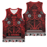 Aotearoa Iwi Te Arawa Basketball Jersey Maori Wharenui House Tribal Pattern LT9 - Polynesian Pride