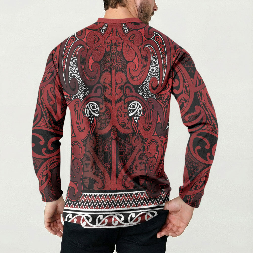 Aotearoa Iwi Te Arawa Button Sweatshirt Maori Wharenui House Tribal Pattern LT9 - Polynesian Pride