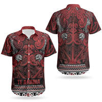 Aotearoa Iwi Te Arawa Couples Matching Off Shoulder Maxi Dress and Hawaiian Shirt Maori Wharenui House Tribal Pattern LT9 - Polynesian Pride