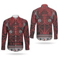 Aotearoa Iwi Te Arawa Couples Matching Short Sleeve Bodycon Dress and Long Sleeve Button Shirt Maori Wharenui House Tribal Pattern LT9 - Polynesian Pride