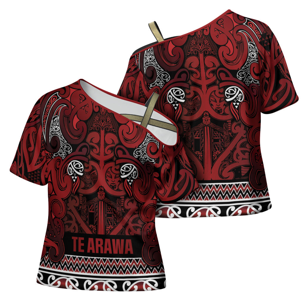 Aotearoa Iwi Te Arawa Cross Shoulder Shirt Maori Wharenui House Tribal Pattern LT9 - Polynesian Pride