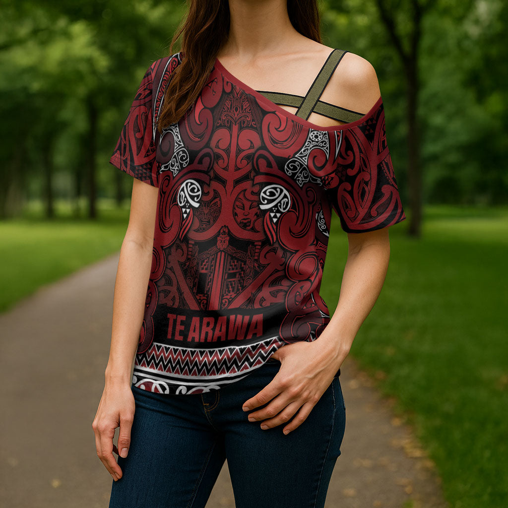 Aotearoa Iwi Te Arawa Cross Shoulder Shirt Maori Wharenui House Tribal Pattern LT9 - Polynesian Pride