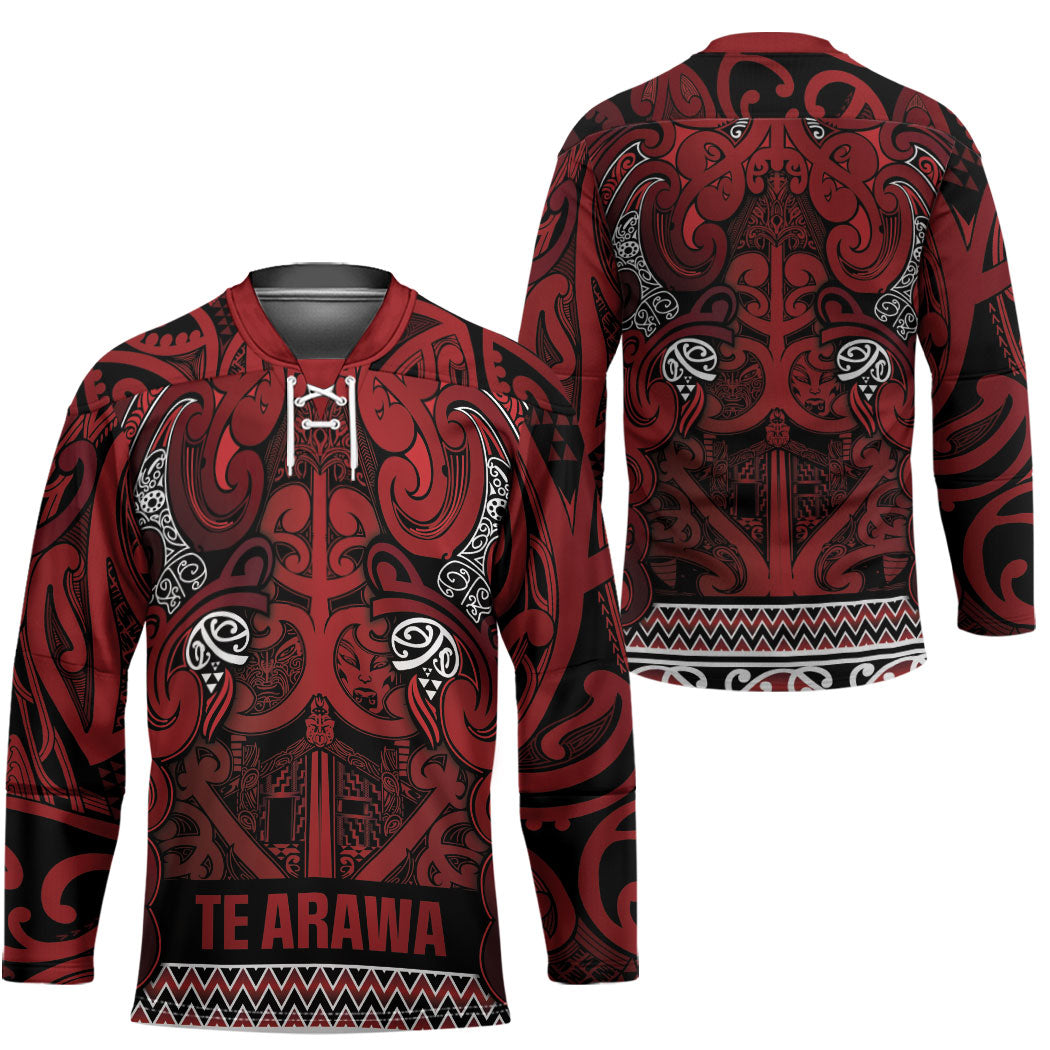 Aotearoa Iwi Te Arawa Hockey Jersey Maori Wharenui House Tribal Pattern LT9 - Polynesian Pride