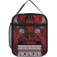 Aotearoa Iwi Te Arawa Lunch Bag Maori Wharenui House Tribal Pattern LT9 10.2 × 8.3 × 4.3 inch Dark Red - Polynesian Pride