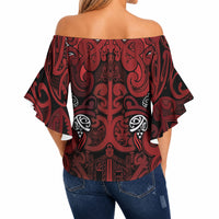 Aotearoa Iwi Te Arawa Off Shoulder Wrap Waist Top Maori Wharenui House Tribal Pattern LT9 - Polynesian Pride