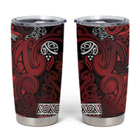 Aotearoa Iwi Te Arawa Tumbler Cup Maori Wharenui House Tribal Pattern LT9 Dark Red - Polynesian Pride