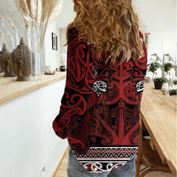 Aotearoa Iwi Te Arawa Women Casual Shirt Maori Wharenui House Tribal Pattern LT9 - Polynesian Pride