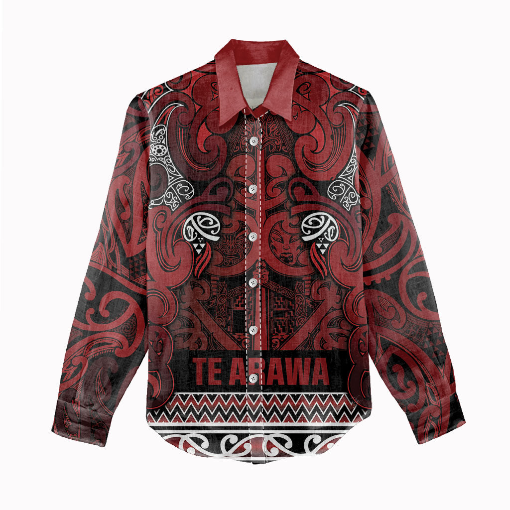 Aotearoa Iwi Te Arawa Women Casual Shirt Maori Wharenui House Tribal Pattern LT9 - Polynesian Pride