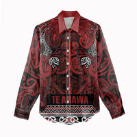 Aotearoa Iwi Te Arawa Women Casual Shirt Maori Wharenui House Tribal Pattern LT9 - Polynesian Pride