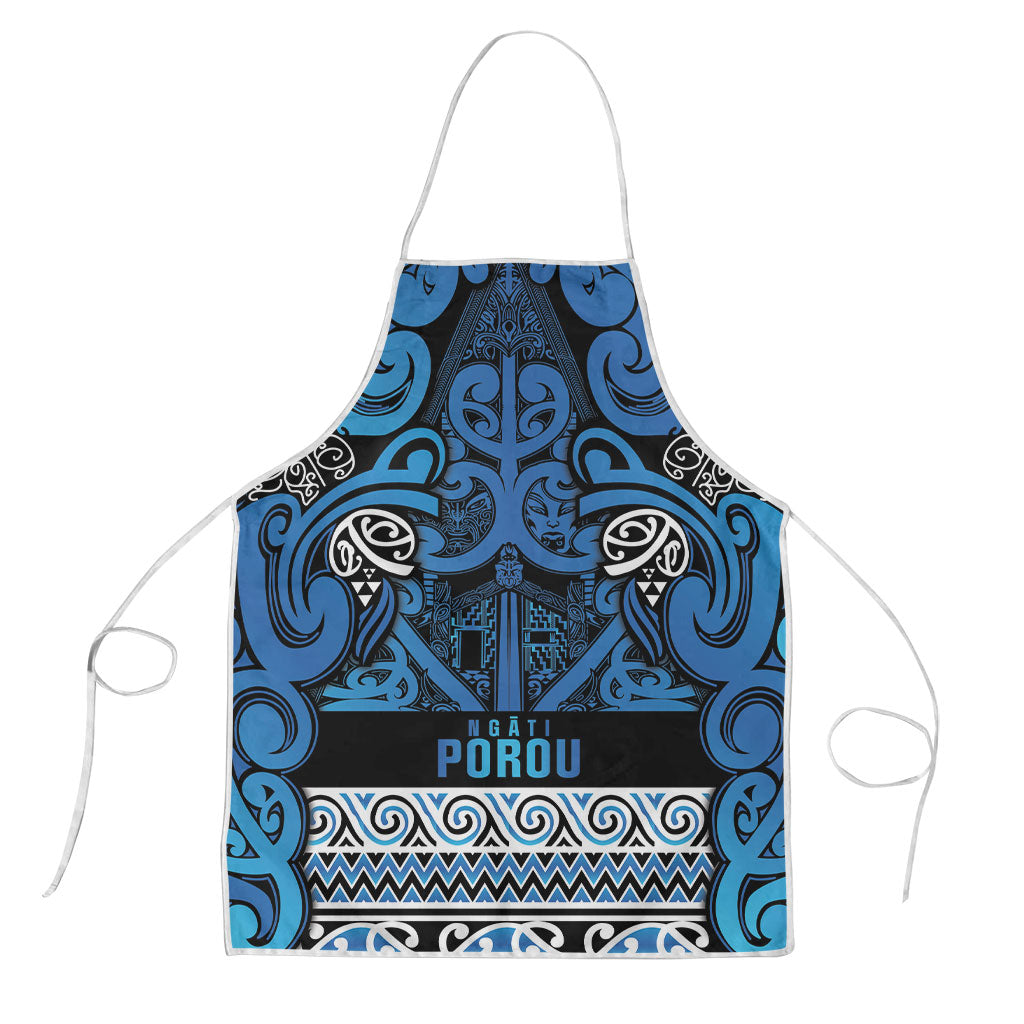 Aotearoa Iwi Ngati Porou Apron Maori Wharenui House Tribal Pattern LT9 Blue - Polynesian Pride