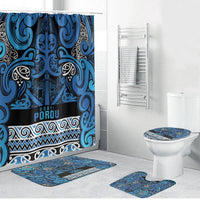 Aotearoa Iwi Ngati Porou Bathroom Set Maori Wharenui House Tribal Pattern LT9 Bathroom Set (4 pcs) Blue - Polynesian Pride