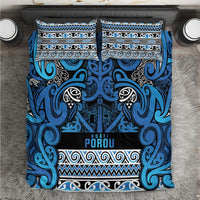 Aotearoa Iwi Ngati Porou Bedding Set Maori Wharenui House Tribal Pattern LT9 Blue - Polynesian Pride