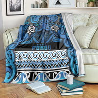 Aotearoa Iwi Ngati Porou Blanket Maori Wharenui House Tribal Pattern LT9 Blue - Polynesian Pride