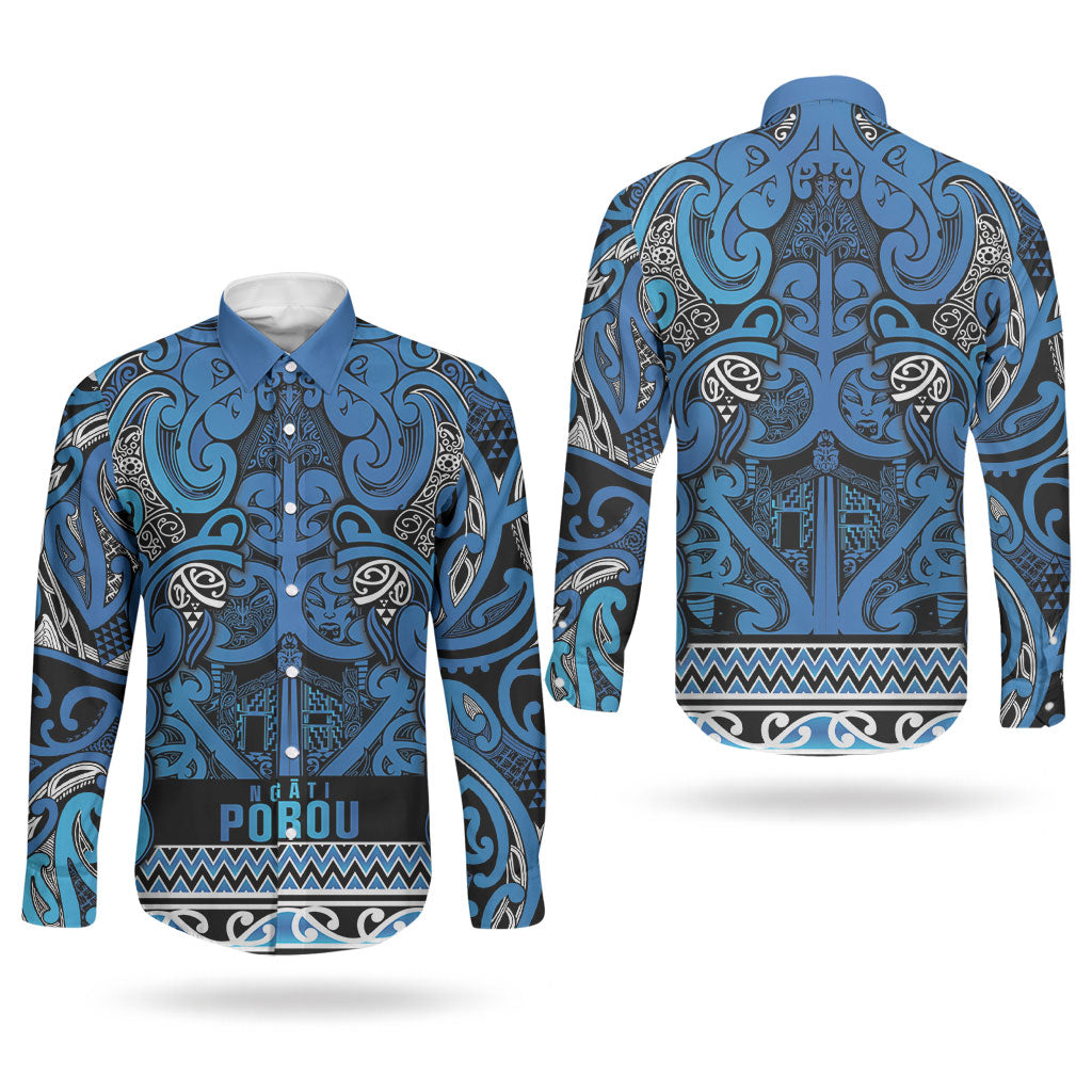 Aotearoa Iwi Ngati Porou Couples Matching Puletasi and Long Sleeve Button Shirt Maori Wharenui House Tribal Pattern LT9 - Polynesian Pride