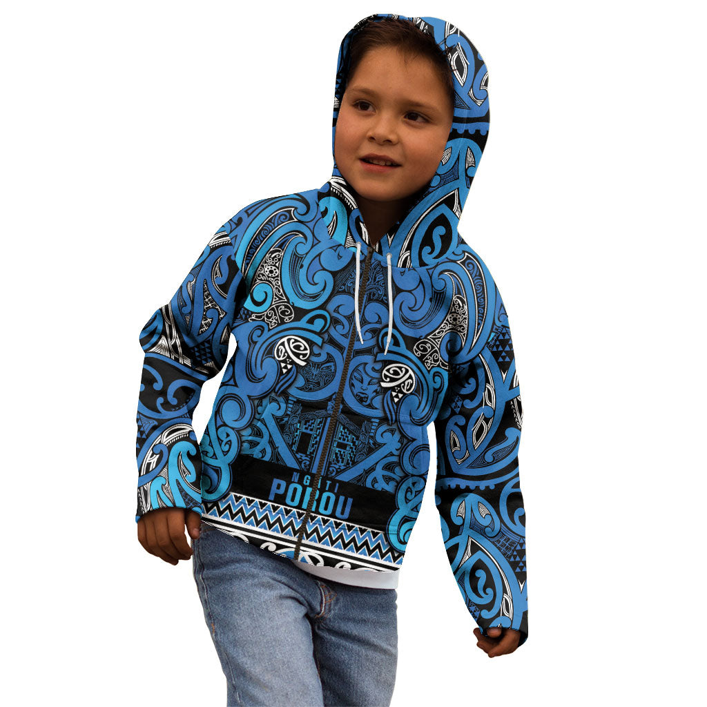 Aotearoa Iwi Ngati Porou Kid Hoodie Maori Wharenui House Tribal Pattern LT9 - Polynesian Pride