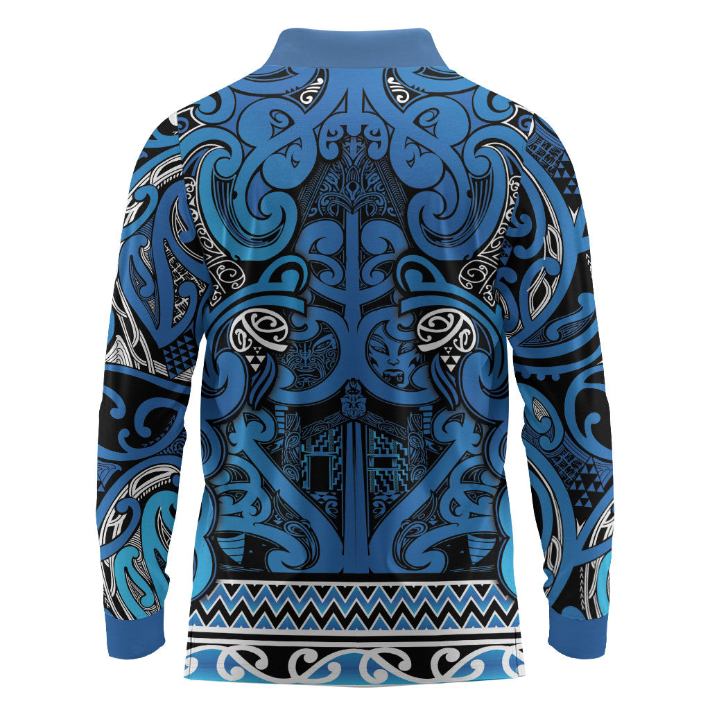 Aotearoa Iwi Ngati Porou Long Sleeve Polo Shirt Maori Wharenui House Tribal Pattern LT9 - Polynesian Pride