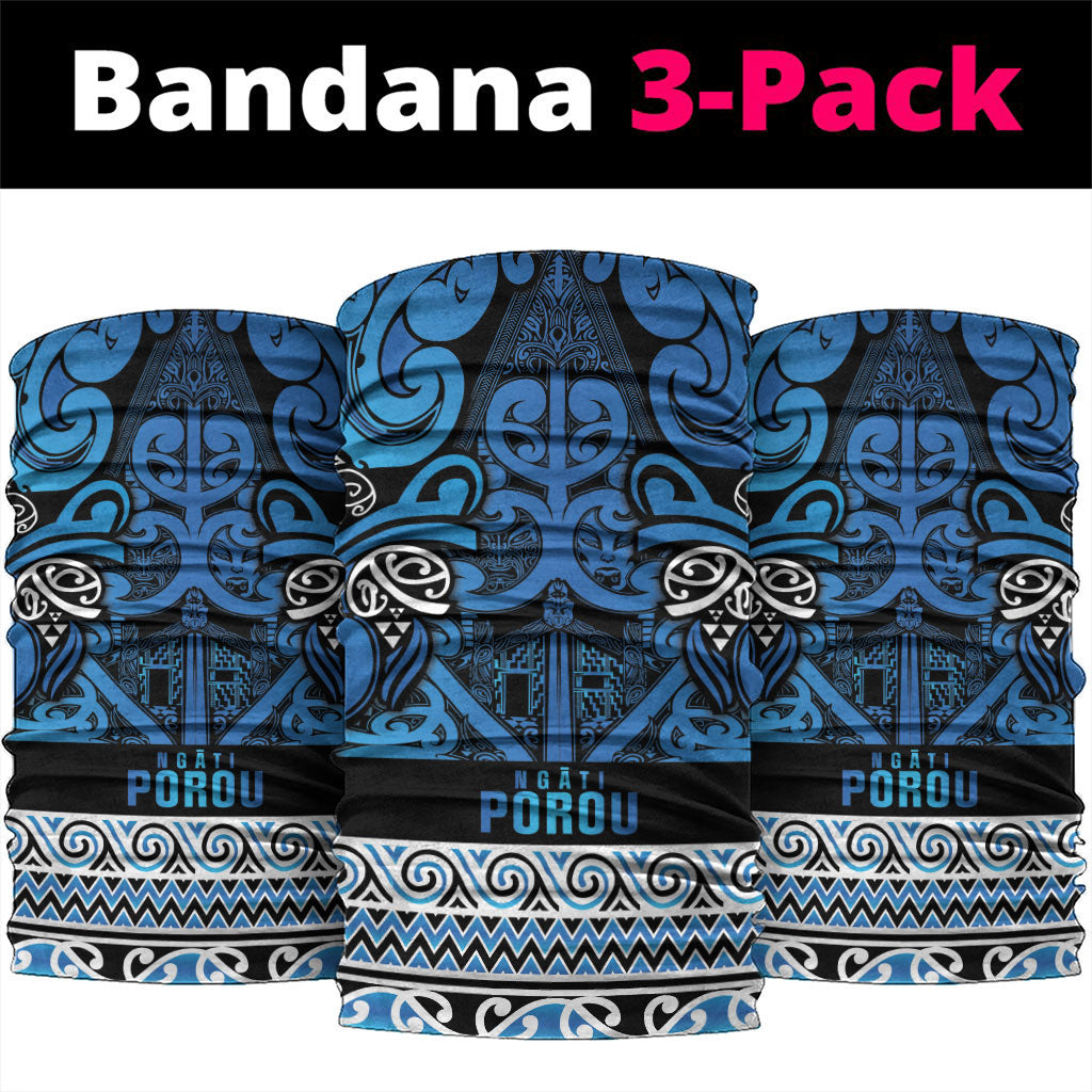 Aotearoa Iwi Ngati Porou Neck Gaiter Maori Wharenui House Tribal Pattern LT9 package One Size: 25*50cm Blue - Polynesian Pride