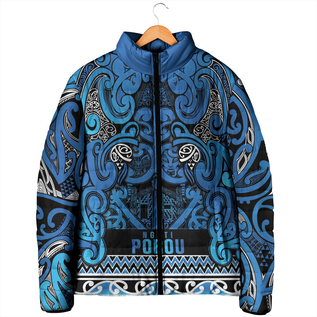 Aotearoa Iwi Ngati Porou Padded Jacket Maori Wharenui House Tribal Pattern LT9 - Polynesian Pride