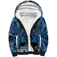 Aotearoa Iwi Ngati Porou Sherpa Hoodie Maori Wharenui House Tribal Pattern LT9 Unisex Blue - Polynesian Pride