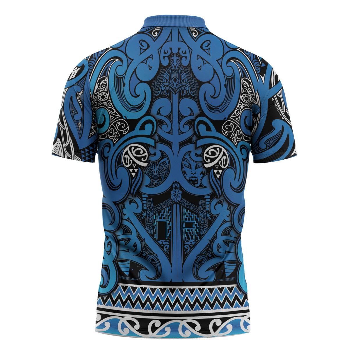 Aotearoa Iwi Ngati Porou Zipper Polo Shirt Maori Wharenui House Tribal Pattern LT9 - Polynesian Pride