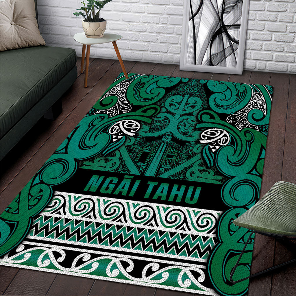 Aotearoa Iwi Ngai Tahu Area Rug Maori Wharenui House Tribal Pattern LT9 Turquoise - Polynesian Pride