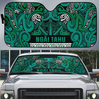 Aotearoa Iwi Ngai Tahu Auto Sun Shade Maori Wharenui House Tribal Pattern LT9 Turquoise - Polynesian Pride