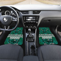 Aotearoa Iwi Ngai Tahu Car Mats Maori Wharenui House Tribal Pattern LT9 Set 2pcs - Front Turquoise - Polynesian Pride