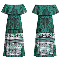 Aotearoa Iwi Ngai Tahu Couples Matching Off Shoulder Maxi Dress and Hawaiian Shirt Maori Wharenui House Tribal Pattern LT9 - Polynesian Pride