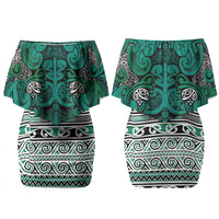 Aotearoa Iwi Ngai Tahu Couples Matching Off Shoulder Short Dress and Long Sleeve Button Shirt Maori Wharenui House Tribal Pattern LT9 - Polynesian Pride