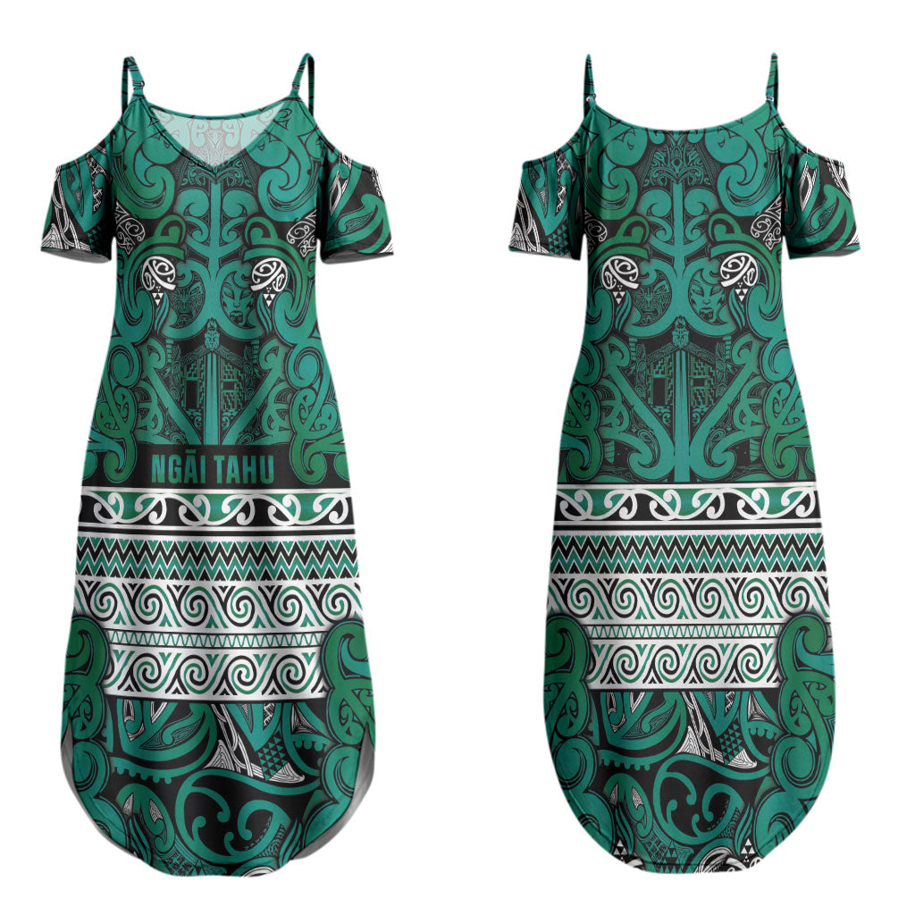 Aotearoa Iwi Ngai Tahu Couples Matching Summer Maxi Dress and Long Sleeve Button Shirt Maori Wharenui House Tribal Pattern LT9 - Polynesian Pride