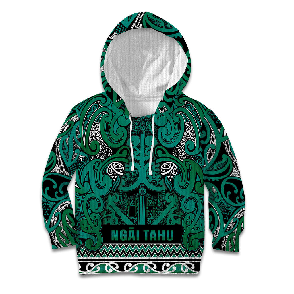 Aotearoa Iwi Ngai Tahu Kid Hoodie Maori Wharenui House Tribal Pattern LT9 Hoodie Turquoise - Polynesian Pride