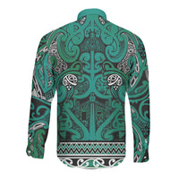 Aotearoa Iwi Ngai Tahu Long Sleeve Button Shirt Maori Wharenui House Tribal Pattern LT9 - Polynesian Pride