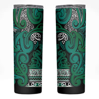 Aotearoa Iwi Ngai Tahu Skinny Tumbler Maori Wharenui House Tribal Pattern LT9 Turquoise - Polynesian Pride