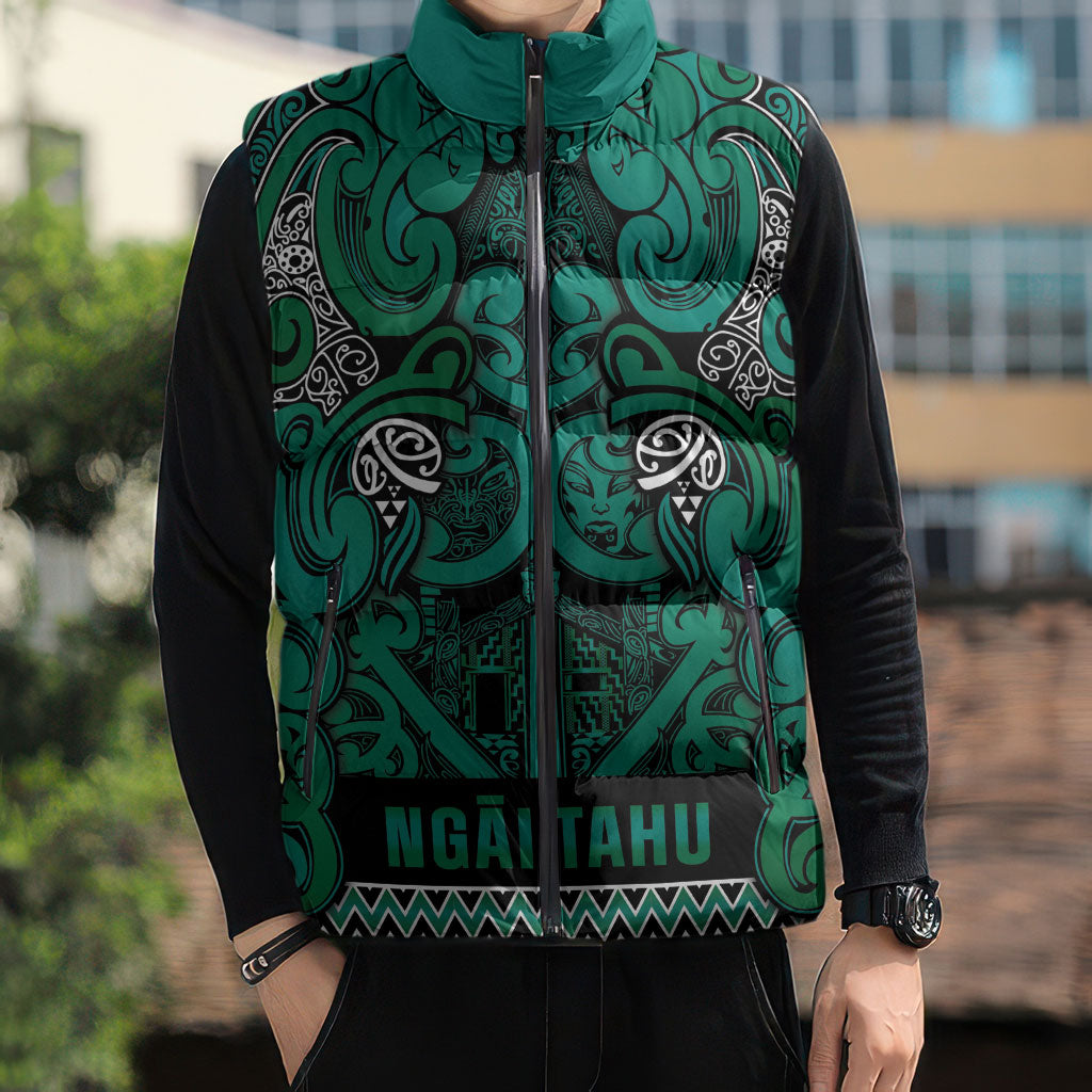 Aotearoa Iwi Ngai Tahu Sleeveless Puffer Jacket Maori Wharenui House Tribal Pattern LT9 - Polynesian Pride