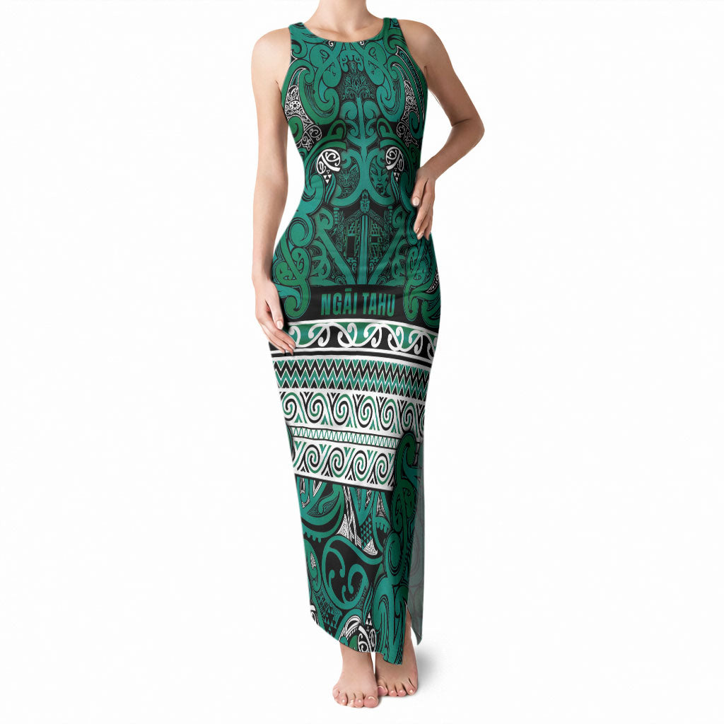 Aotearoa Iwi Ngai Tahu Tank Maxi Dress Maori Wharenui House Tribal Pattern LT9 Women Turquoise - Polynesian Pride