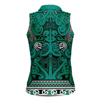 Aotearoa Iwi Ngai Tahu Women Sleeveless Polo Shirt Maori Wharenui House Tribal Pattern LT9 - Polynesian Pride