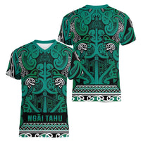 Aotearoa Iwi Ngai Tahu Women V-Neck T-Shirt Maori Wharenui House Tribal Pattern LT9 - Polynesian Pride